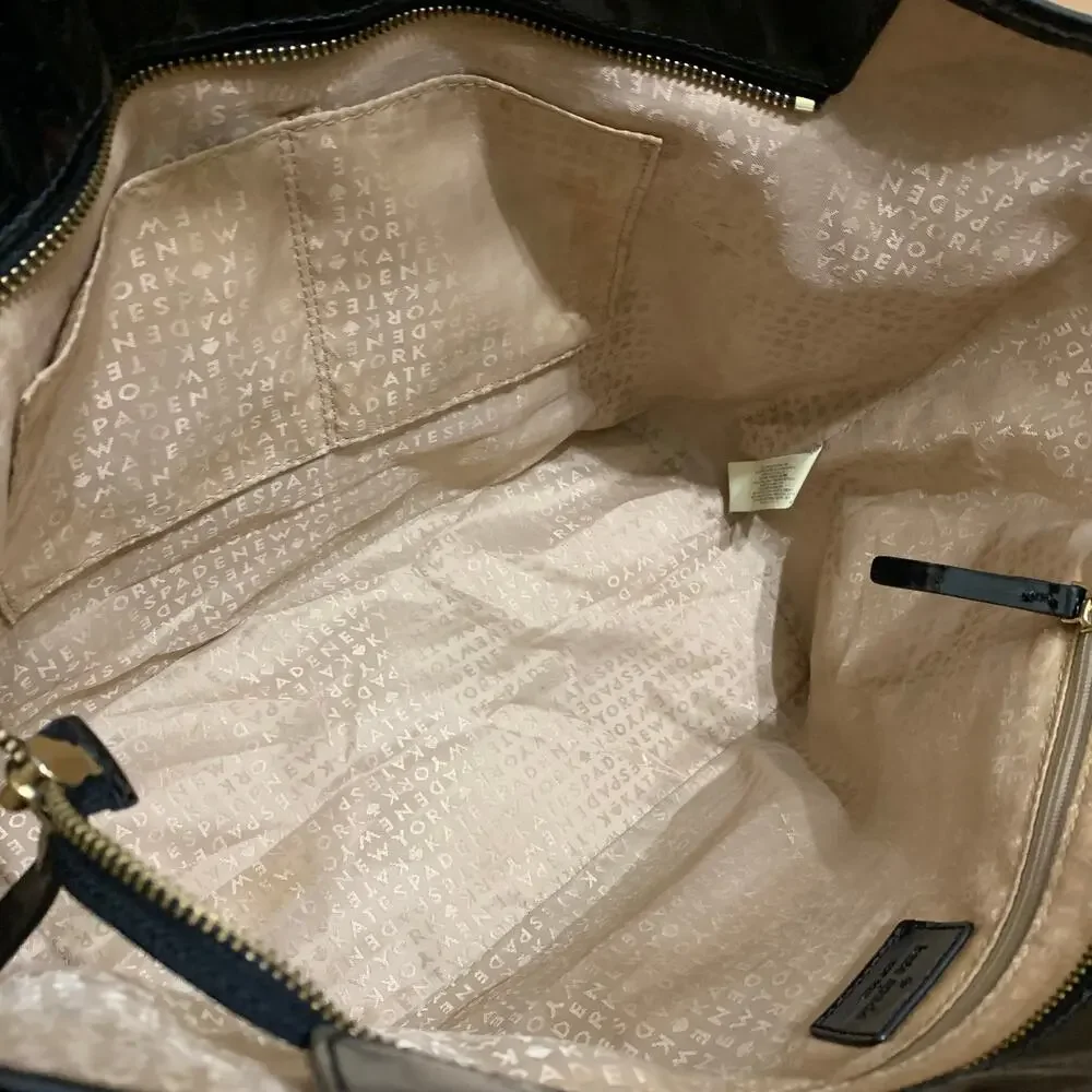 KATE SPADE HARMONY Metro Black Vinyl Perforated Heart Pattern Tote